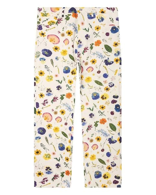 NAHMIAS White Floral Beaded Jeans for men