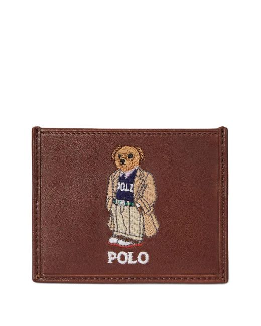 Polo Ralph Lauren Brown Polo Bear Leather Card Holder for men
