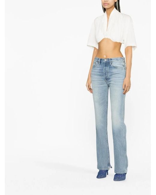 Alexander Wang White Draped Crop Top