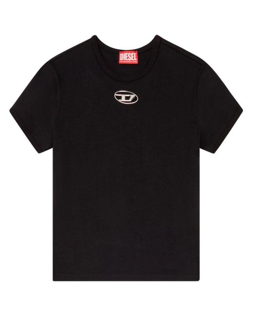 DIESEL Black T-Shirt mit Logo-Schild