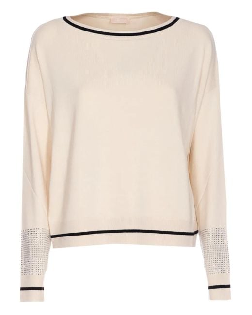 Top con apliques de strass Liu Jo de color Natural