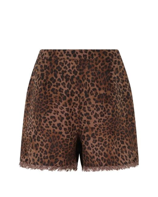 Mc2 Saint Barth Brown Amani Leopard-Print Frayed Shorts