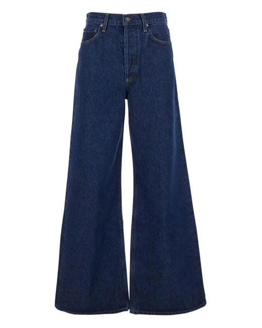 Agolde Blue Wide-Leg Denim Jeans With High Waist