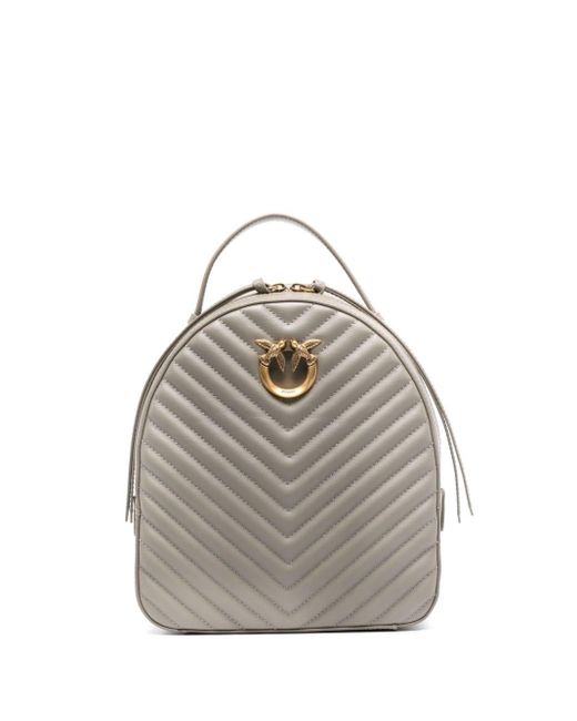 Pinko Gray Love Leather Backpack