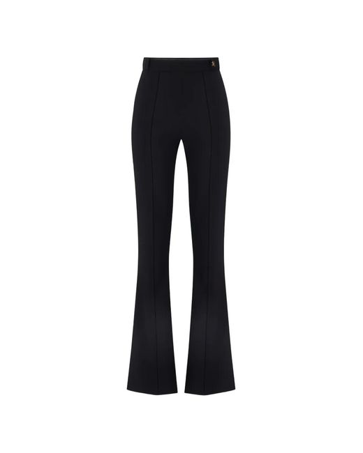 Elisabetta Franchi Black Logo-Charm Crepe Trousers