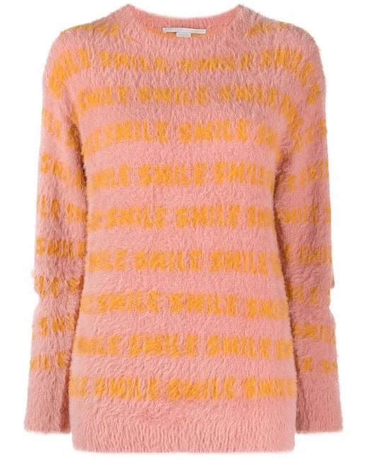 Stella McCartney Orange Fluffy Words Long-Sleeved Jumper
