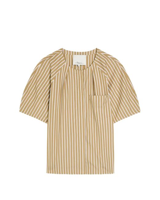 3.1 Phillip Lim Natural Striped Short-Sleeve Blouse
