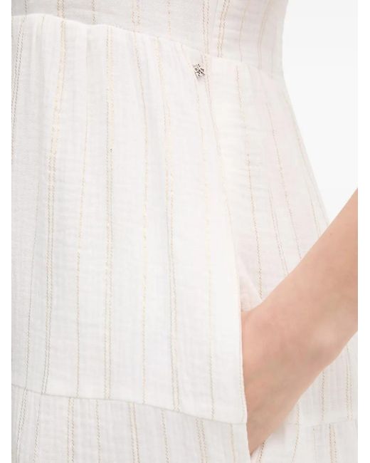 DKNY White Tiered Striped Dress