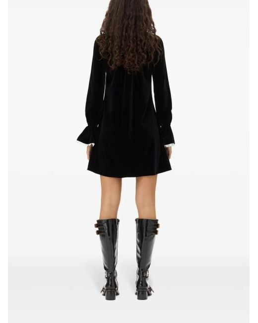 Ganni Black A-Line Velvet Mini Dress