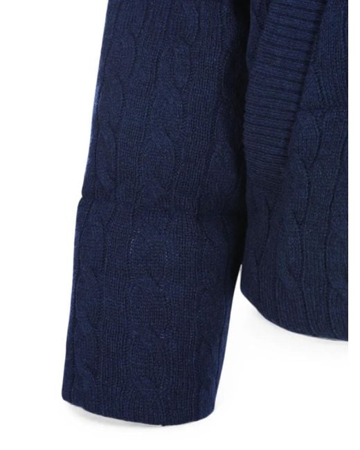 Polo Ralph Lauren Blue Cable-Knit Padded Coat