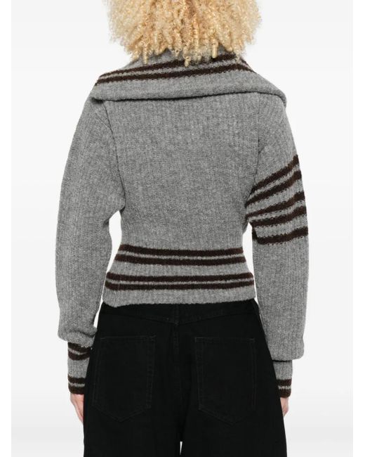 The Attico Gray Gestreifter Cardigan