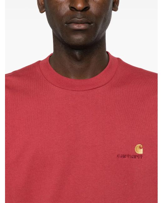 Carhartt Red American Script Organic Cotton T-Shirt for men