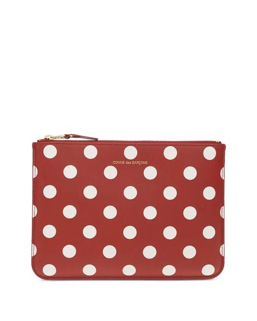 Comme des Garçons Red Polka-Dot Leather Pouch