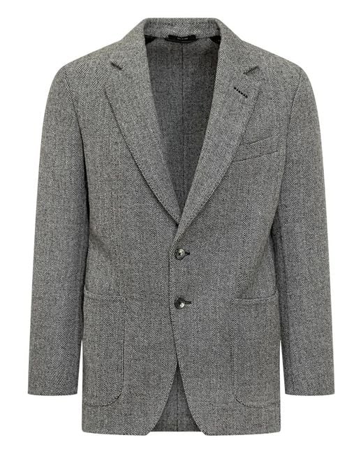Blazer Monopetto Con Motivo Chevron di Tom Ford in Gray da Uomo