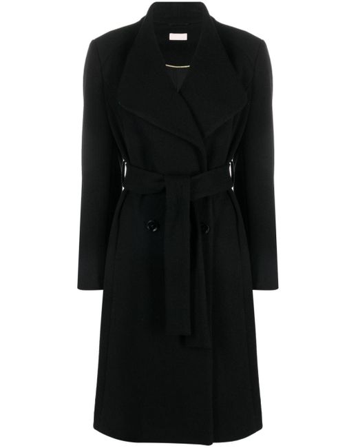 Liu Jo Black Pointed-collar Belted Trench Coat