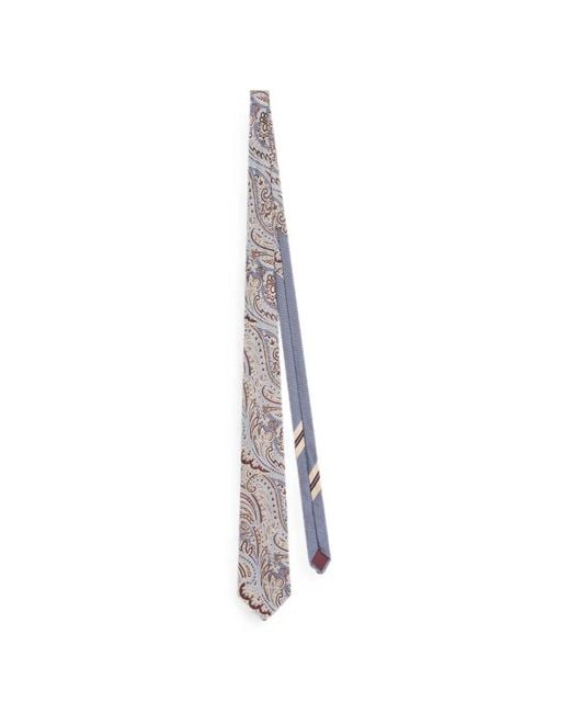 Dries Van Noten White Printed Silk Tie for men