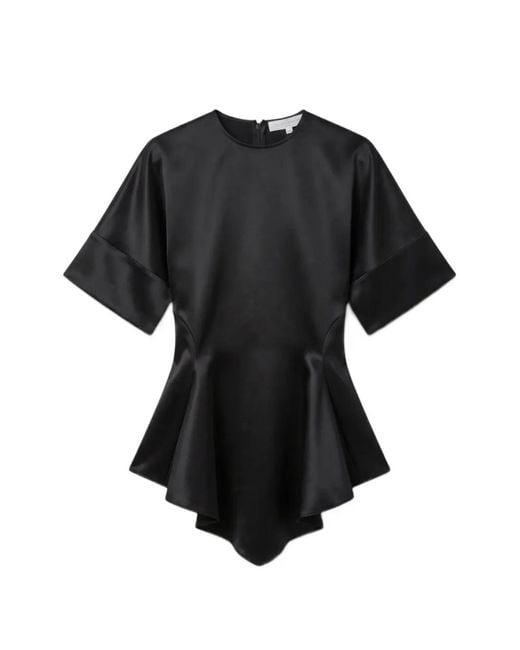 Stella McCartney Black Handkerchief-Sleeve Satin Top