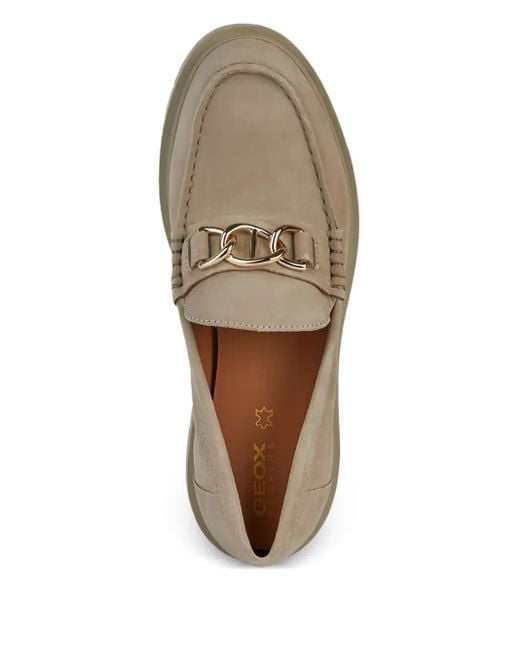 Geox Brown Spherica Chain-Link Suede Loafers