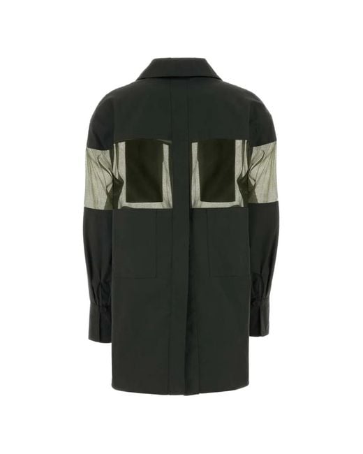 Fendi Green Sheer-Panel Jacket