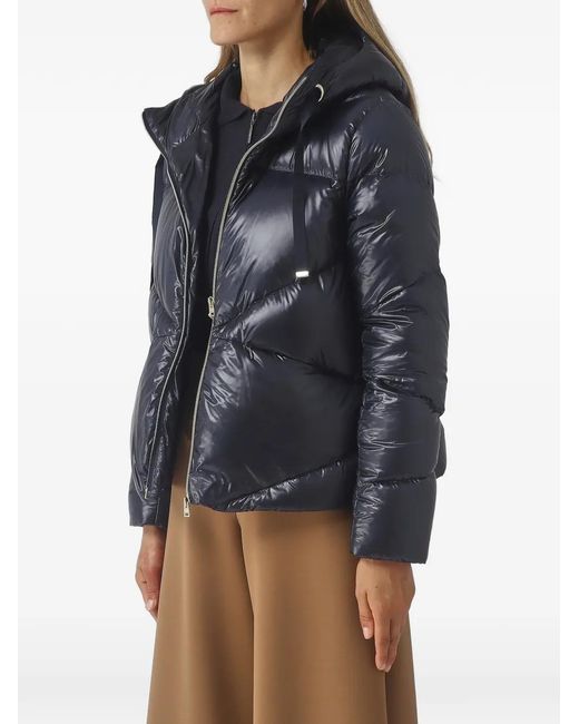 Herno Blue Hooded Quilted Jacket