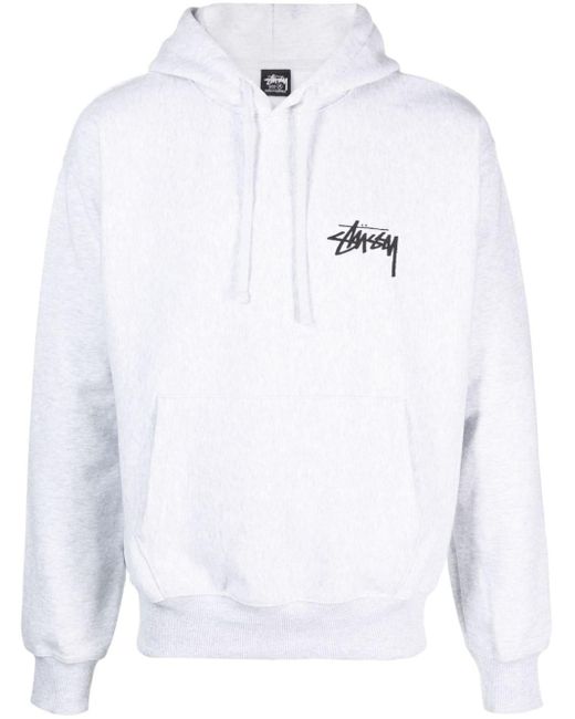 Classic Dot drawstring cotton-blend hoodie di Stussy in White da Uomo