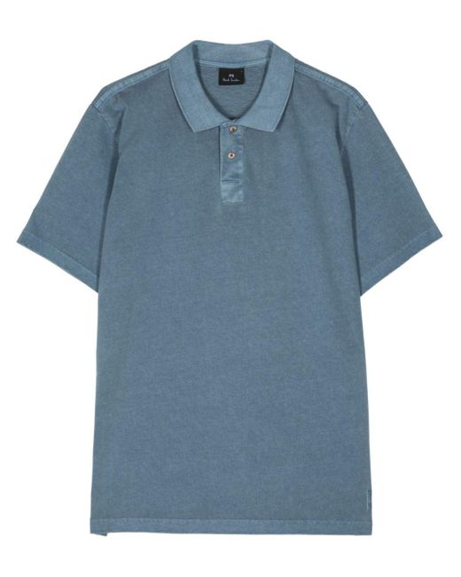 PS by Paul Smith Blue Acid-wash Organic-cotton Polo Shirt for men