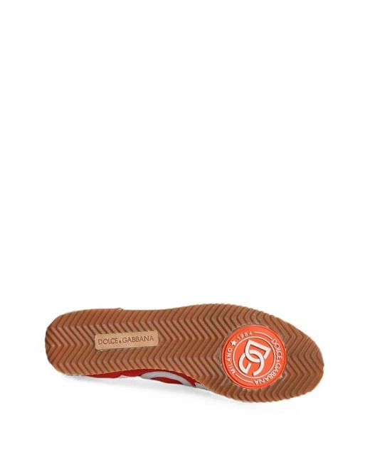 Dolce & Gabbana Red Perforated Logo-Appliqué Sneakers