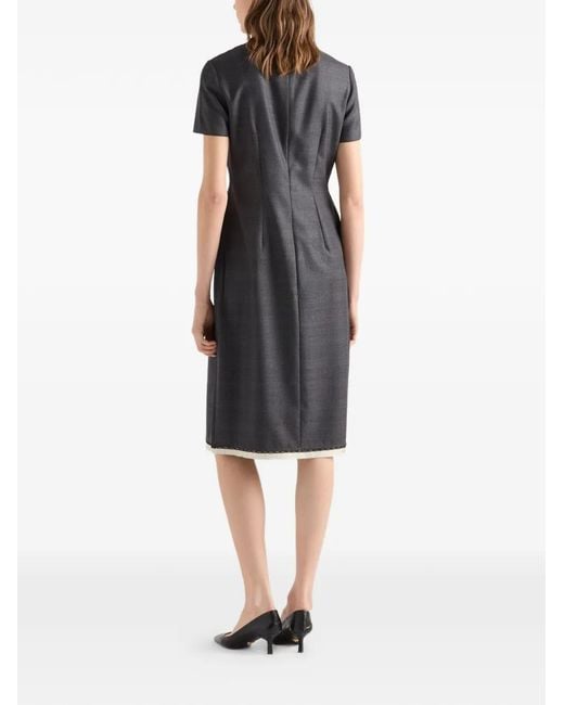 Prada Black Checked Wool Dress