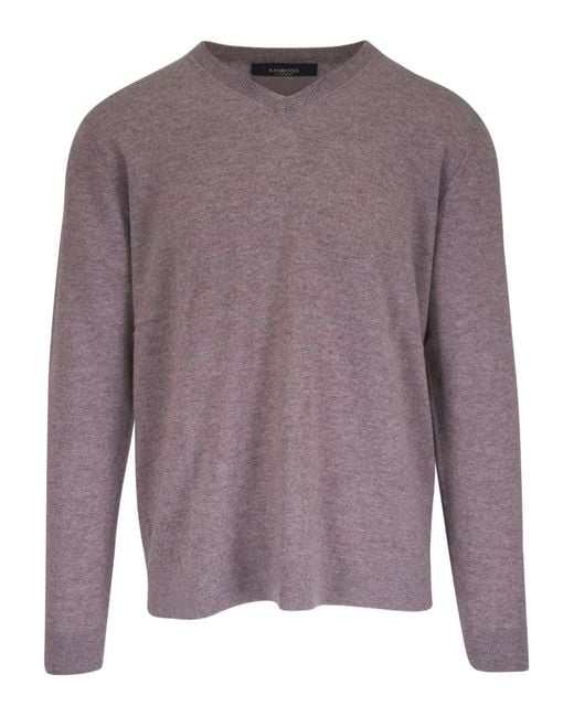 Kinross Cashmere Purple V-Neck Sweater for men