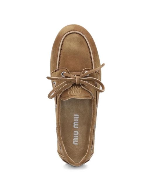 Miu Miu Brown Faded Suede Deck Shoes