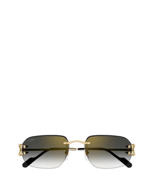 Cartier Metallic Rectangle-Frame Sunglasses for men