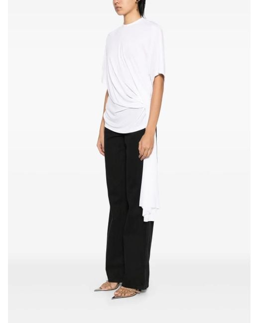Christopher Esber White Side Cowl Drape Extension Tee