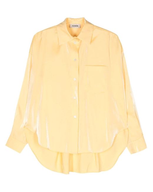 Aeron Yellow Magnolia Hemd aus schillerndem Satin