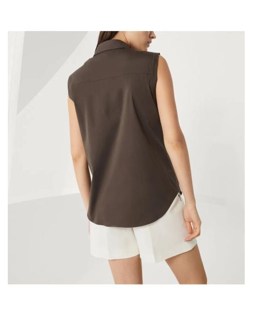 Brunello Cucinelli Brown Seidenhemd Mit Monili-Borte
