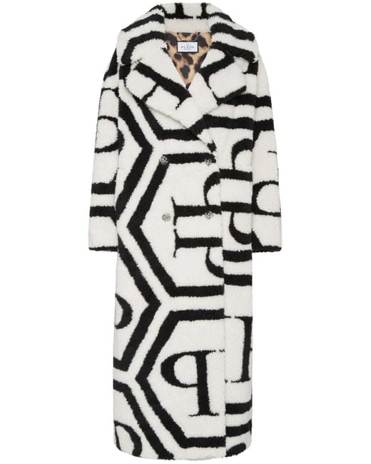 Philipp Plein モノグラム エコファーコート White