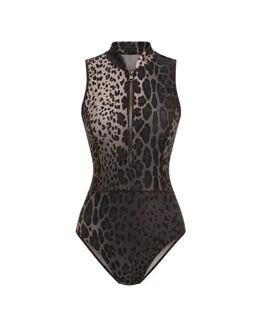 Cynthia Rowley Black Carve Leopard-Print Swimsuit