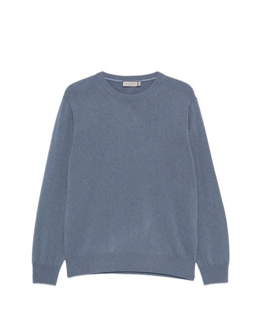 Canali Blue Ribbed-Trim Sweater for men