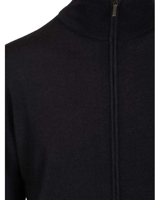 Al Duca D'aosta Black Zip-Up Cardigan for men