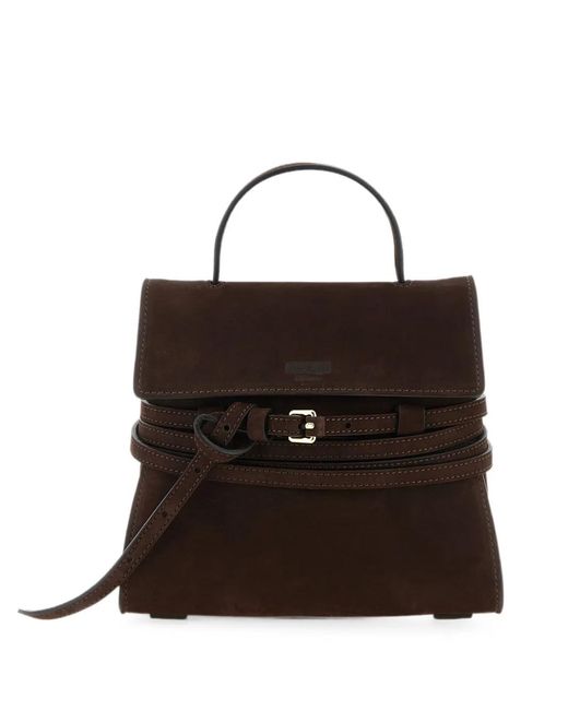 Moschino Black Small Tie Me Nubuck Tote Bag
