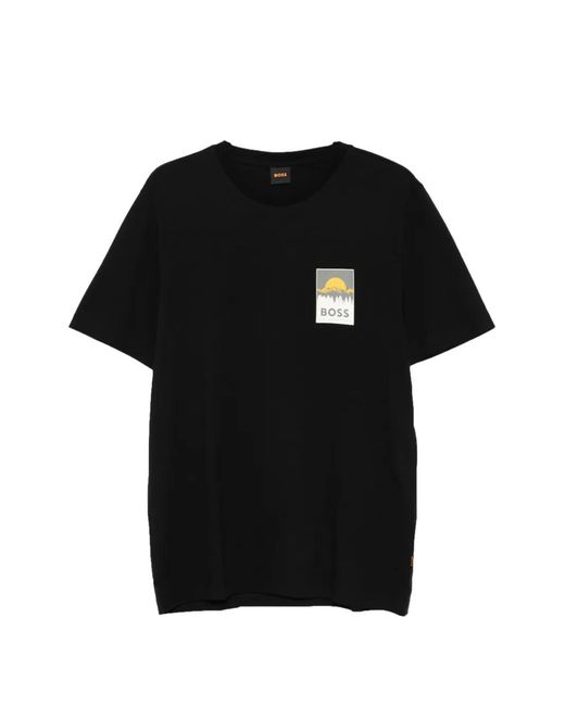 Boss Black Cotton-Jersey T-Shirt With Logo Artwork for men