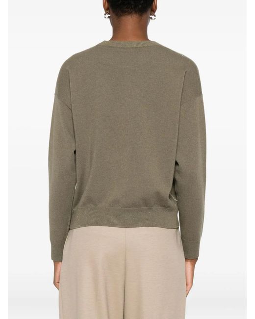 Peserico Green Diamond-Pattern Sweater