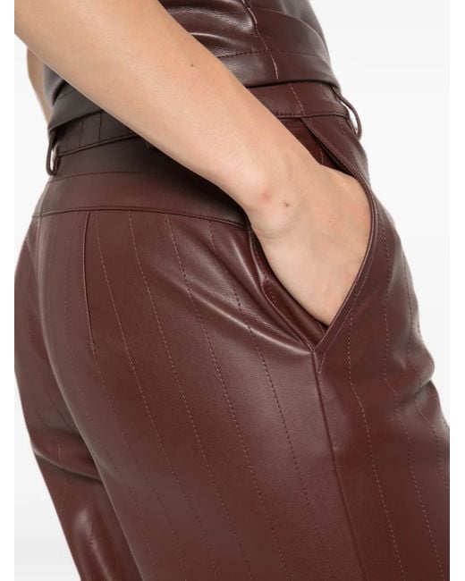 Patrizia Pepe Purple Pinstripe-Stitched Wide-Leg Trousers