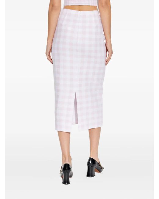 LoveShackFancy White Midirock mit Vichy-Karomuster