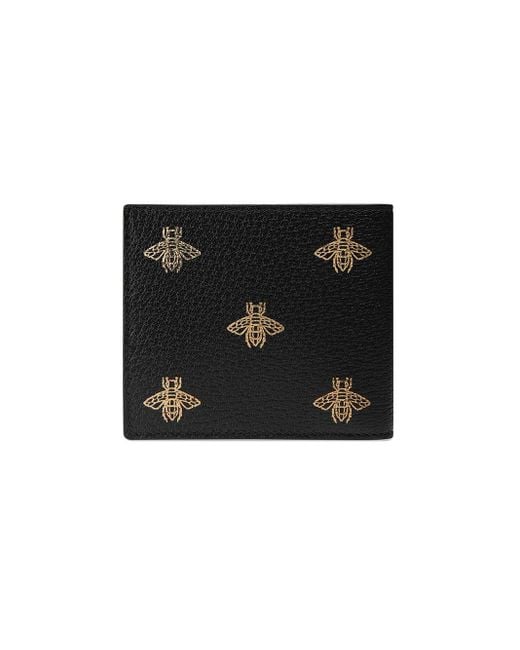 Gucci Bee Star Leather Coin Wallet in Black for Men
