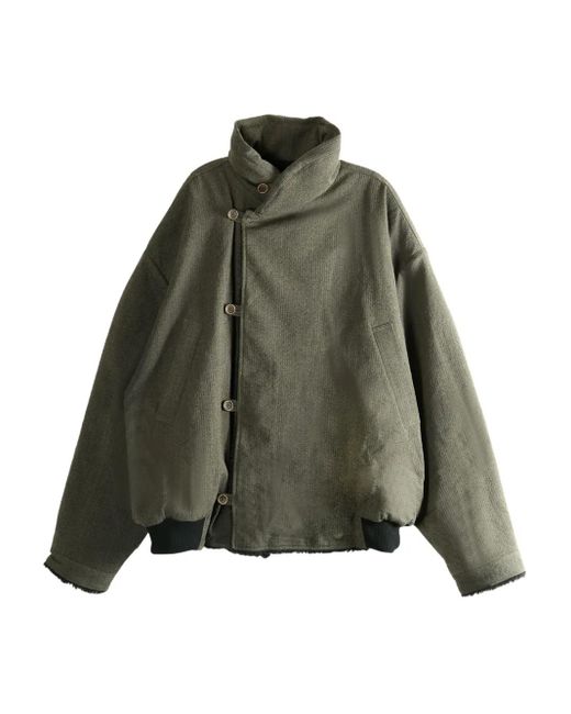 Uma Wang Green Jovan High-Neck Bomber Jacket for men