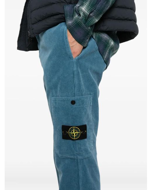 Stone Island Blue Corduroy Pocket Trousers for men