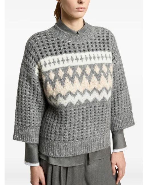 Peserico Gray Crew Neck Sweater