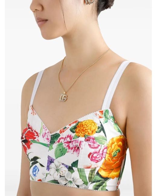 Dolce & Gabbana Gray Floral Bralette Top