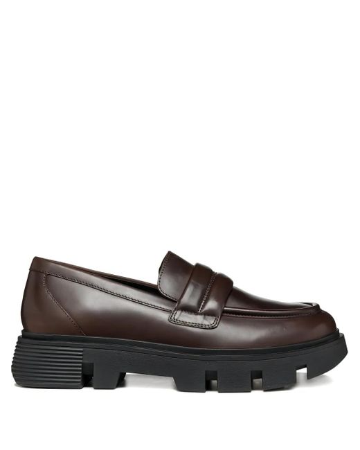 Geox Black Vilde Penny-Strap Platform Loafers