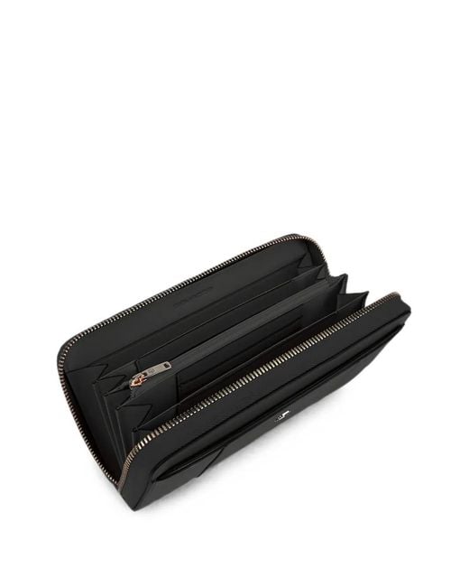 Piquadro Black Zip Around Leather Wallet